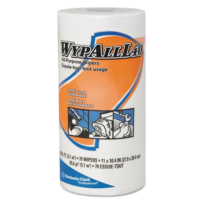 L40 Towels, Small Roll, 10 2/5 x 11, White, 70/Roll, 24 Rolls/Carton