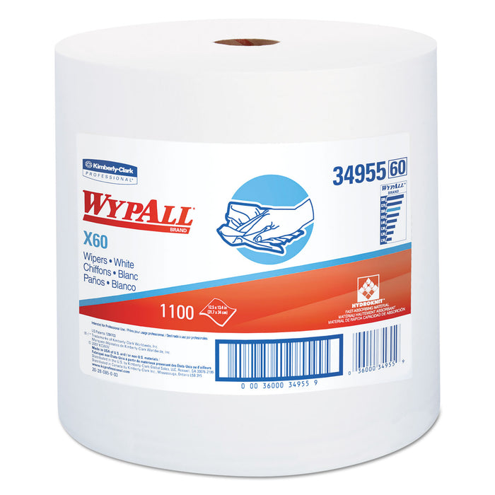 X60 Cloths, Jumbo Roll, White, 12 1/2 x 13 2/5, 1100 Towels/Roll