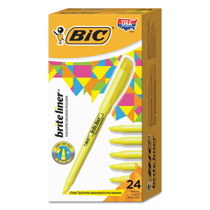 Brite Liner Highlighter, Chisel Tip, Yellow, 24/Pack