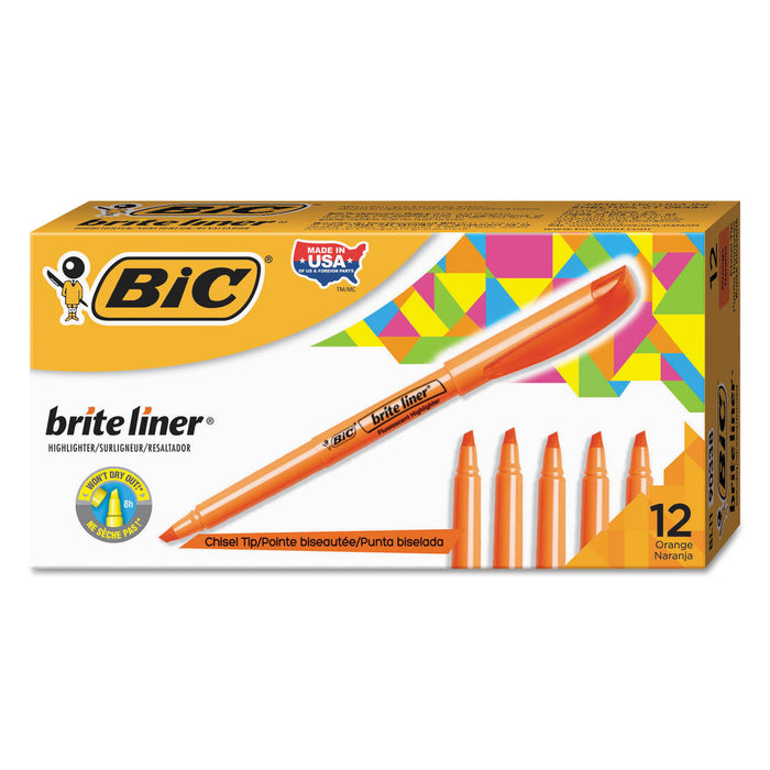 Brite Liner Highlighter, Chisel Tip, Fluorescent Orange, Dozen
