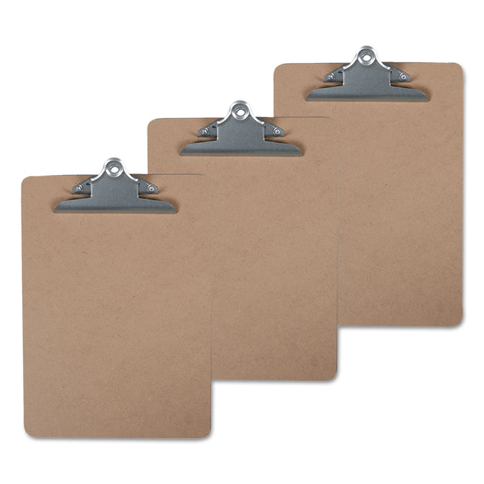 Hardboard Clipboard, 1" Capacity, 8 1/2 x 11, Brown, 3/Pack