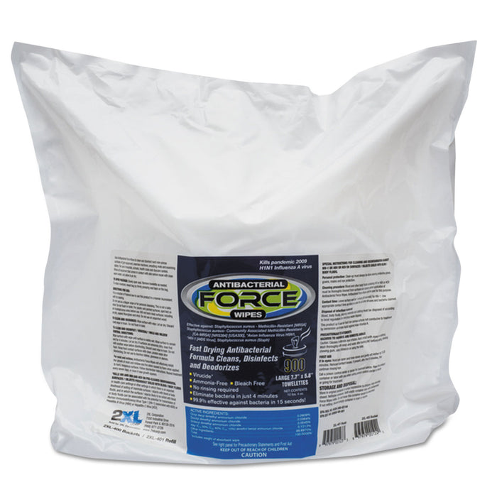 FORCE Disinfecting Wipes Refill, 8 x 6, White, 900/Pack, 4/Carton