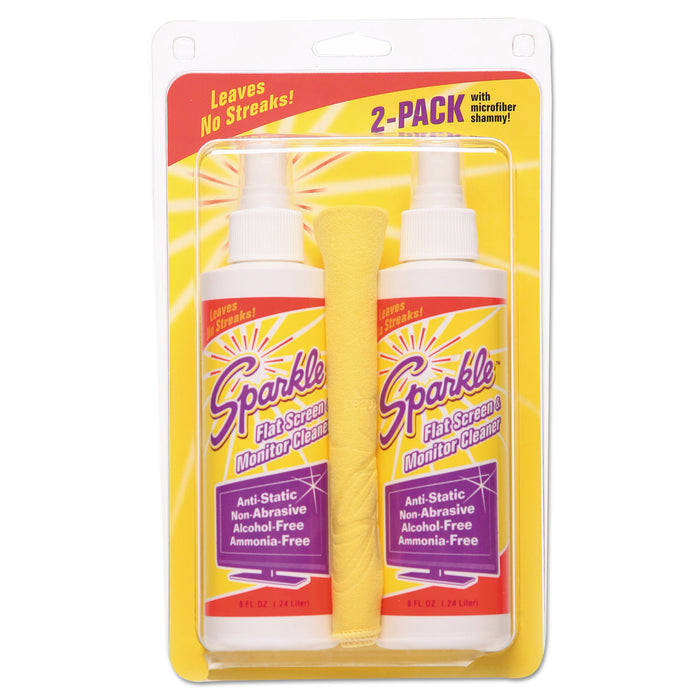 Flat Screen & Monitor Cleaner, Pleasant Scent, 8 oz Bottle, 2/Pack, 6/Ctn