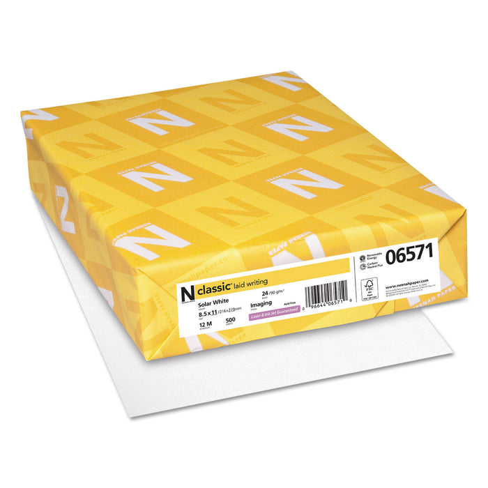 CLASSIC Laid Stationery, 97 Bright, 24 lb, 8.5 x 11, Solar White, 500/Ream