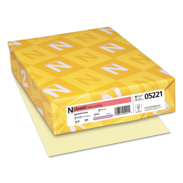 CLASSIC Linen Stationery, 24 lb, 8.5 x 11, Baronial Ivory, 500/Ream
