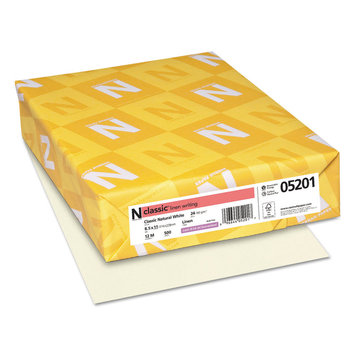 CLASSIC Linen Stationery, 24 lb, 8.5 x 11, Classic Natural White, 500/Ream
