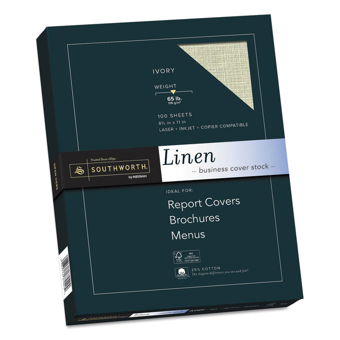 25% Cotton Linen Cover Stock, 65lb, 8.5 x 11, 100/Pack