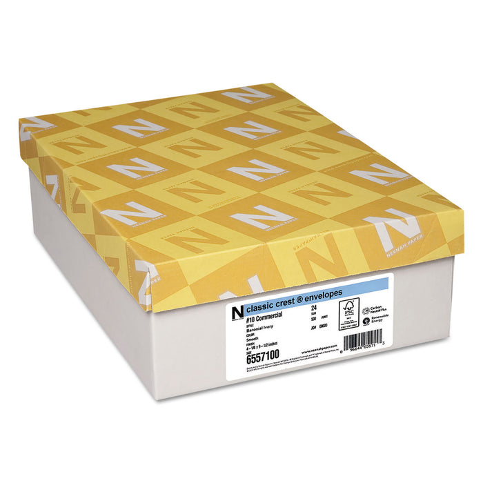 CLASSIC CREST #10 Envelope, Commercial Flap, Gummed Closure, 4.13 x 9.5, Baronial Ivory, 500/Box