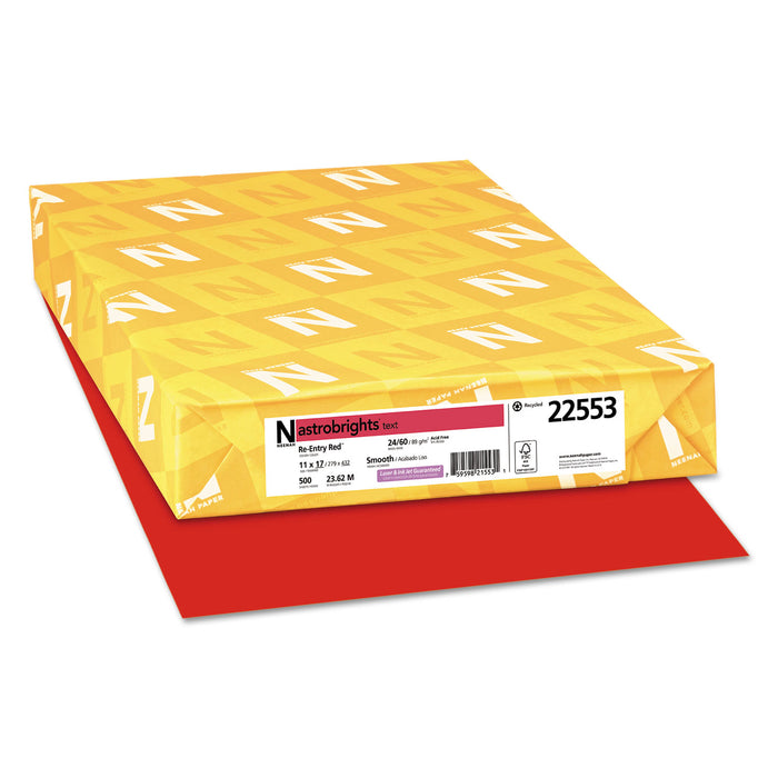 Color Paper, 24 lb, 11 x 17, Re-Entry Red, 500/Ream