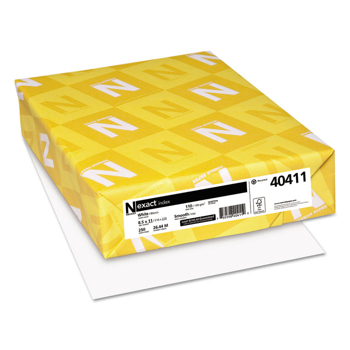 Exact Index Card Stock, 94 Bright, 110lb, 8.5 x 11, White, 250/Pack