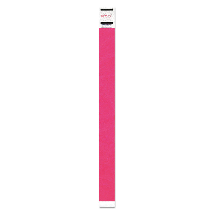 Crowd Management Wristband, Sequential Numbers, 9 3/4 x 3/4, Neon Pink, 500/PK