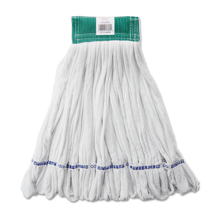 Rough Floor Mop Head, Medium, Cotton/Synthetic, White, 12/Carton