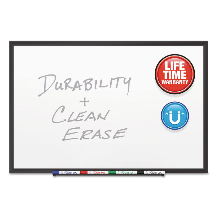 Classic Porcelain Magnetic Whiteboard, 72 x 48, Black Aluminum Frame