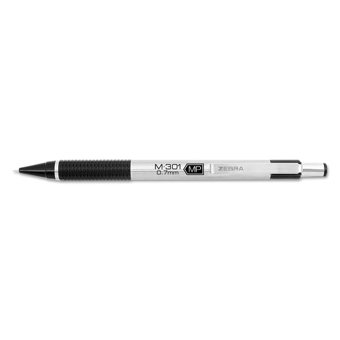 M-301 Mechanical Pencil, 0.7 mm, HB (#2.5), Black Lead, Steel/Black Accents Barrel