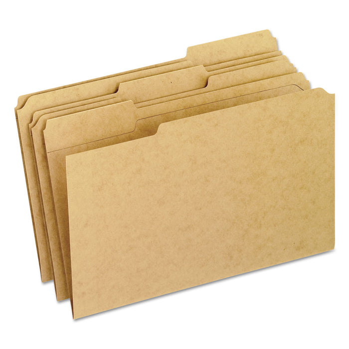 Dark Kraft File Folders with Double-Ply Top, 1/3-Cut Tabs, Legal Size, Kraft, 100/Box