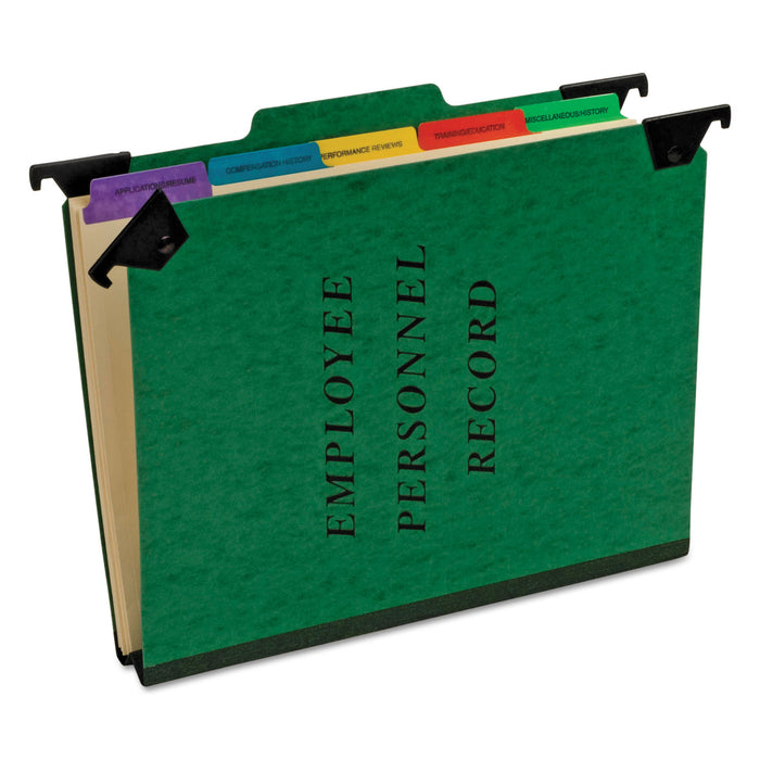Hanging Style Personnel Folders, 1/3-Cut Tabs, Center Position, Letter Size, Green