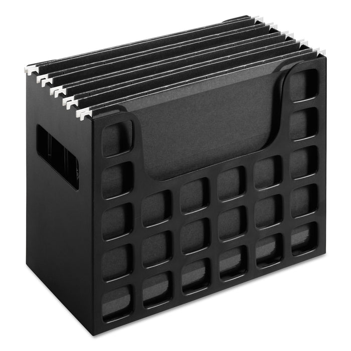 Desktop File w/Hanging Folders, Letter, Plastic, 12 1/4 x 6 x 9 1/2, Black