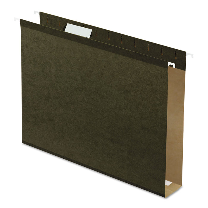 Extra Capacity Reinforced Hanging File Folders with Box Bottom, Letter Size, 1/5-Cut Tab, Standard Green, 25/Box