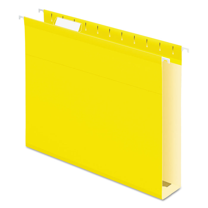 Extra Capacity Reinforced Hanging File Folders with Box Bottom, Letter Size, 1/5-Cut Tab, Yellow, 25/Box