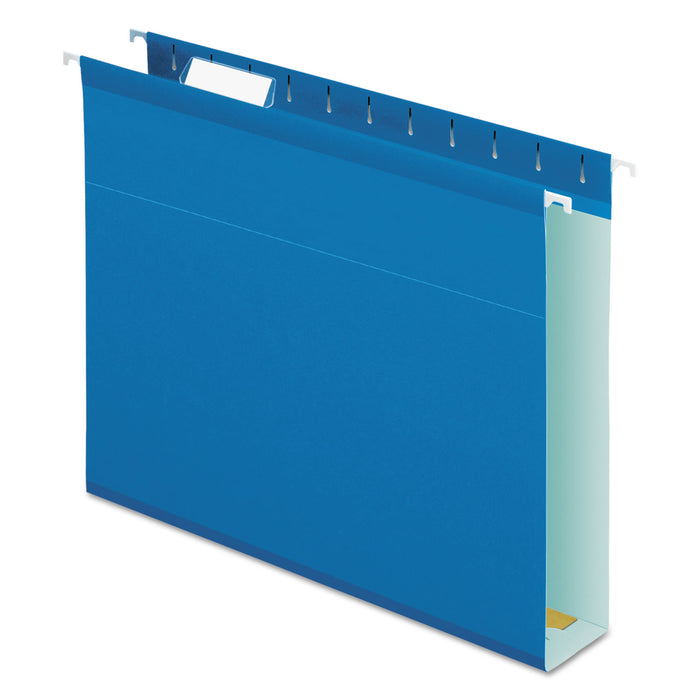 Extra Capacity Reinforced Hanging File Folders with Box Bottom, Letter Size, 1/5-Cut Tab, Blue, 25/Box