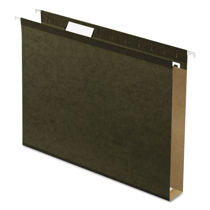 Extra Capacity Reinforced Hanging File Folders with Box Bottom, Letter Size, 1/5-Cut Tab, Standard Green, 25/Box