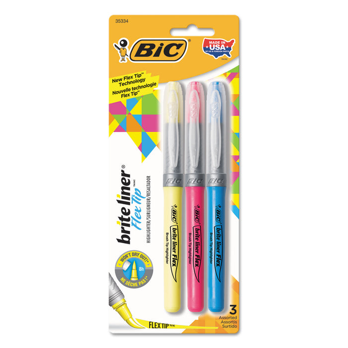Brite Liner Flex Tip Highlighters, Brush Tip, Assorted Colors, 36/Set