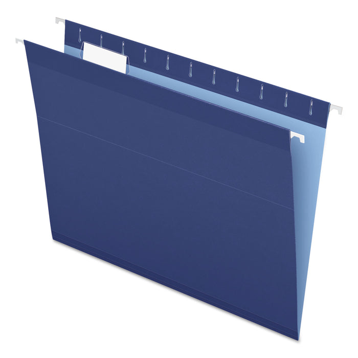 Colored Reinforced Hanging Folders, Letter Size, 1/5-Cut Tab, Navy, 25/Box