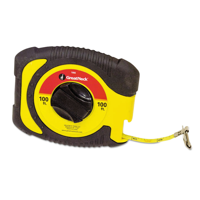 English Rule Measuring Tape, 3/8" x 100ft, Steel, Yellow