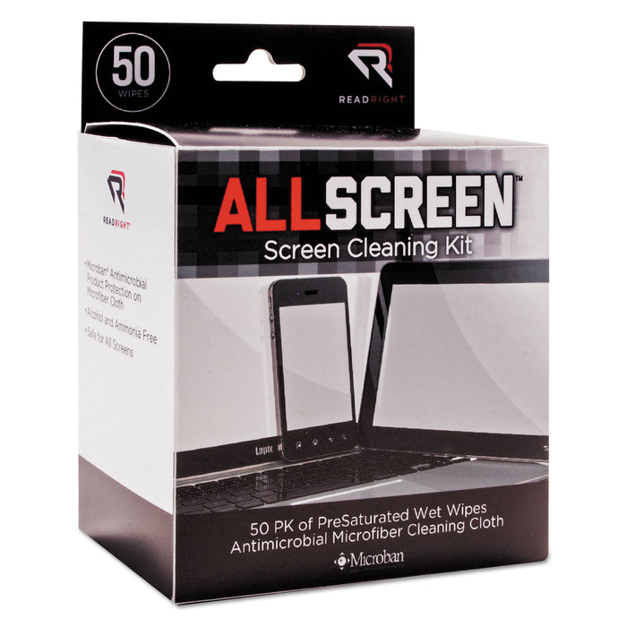 AllScreen Screen Cleaning Kit, 50 Wipes, 1 Microfiber Cloth