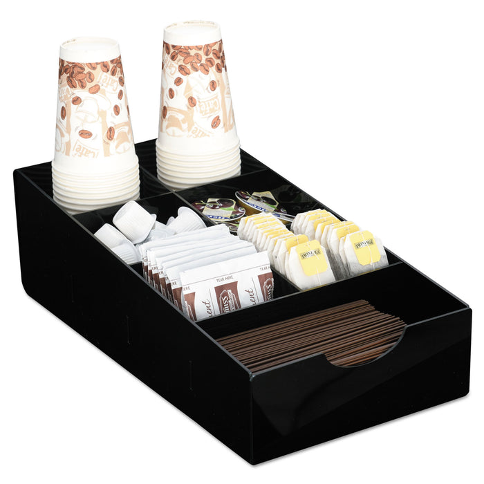 Condiment Tray, 8 1/4 x 16 x 5 1/8, 7-Compartment, Black