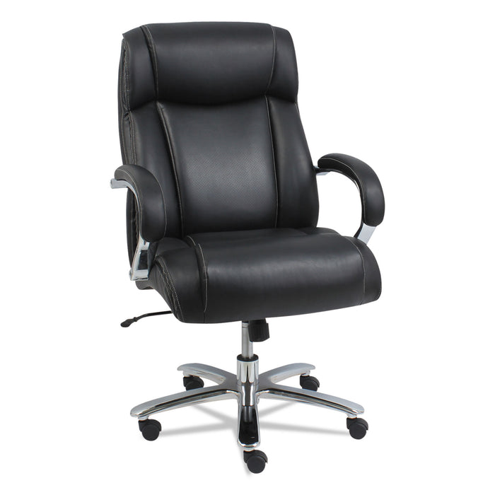 Alera Maxxis Series Big and Tall Leather Chair, Supports up to 500 lbs., Black Seat/Black Back, Chrome Base