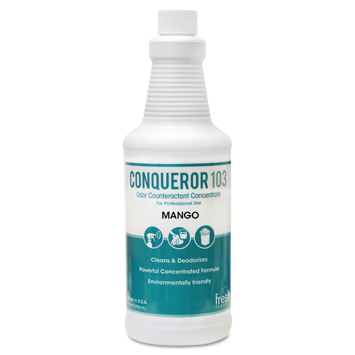 Conqueror 103 Odor Counteractant Concentrate, Mango, 32 oz Bottle, 12/Carton