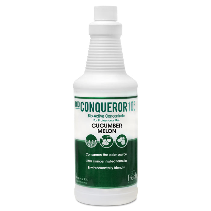 Bio Conqueror 105 Enzymatic Odor Counteractant Concentrate, Cucumber Melon, 1 qt, 12/Carton