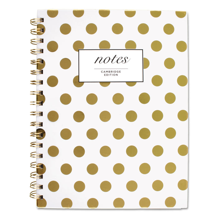 Gold Dots Hardcover Notebook, 1 Subject, Wide/Legal Rule, White/Gold Dots Cover, 9.5 x 7, 80 Sheets