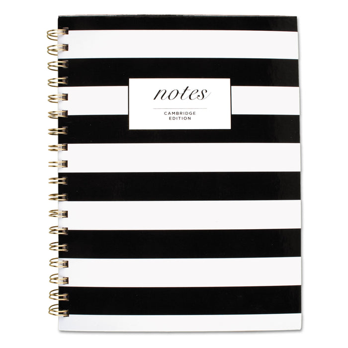 Black & White Striped Hardcover Notebook, 1 Subject, Wide/Legal Rule, Black/White Stripes Cover, 9.5 x 7.25, 80 Sheets