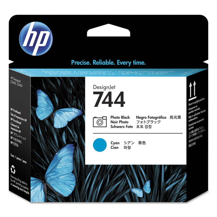 HP 744, (F9J86A) Photo Black/Cyan DesignJet Printhead