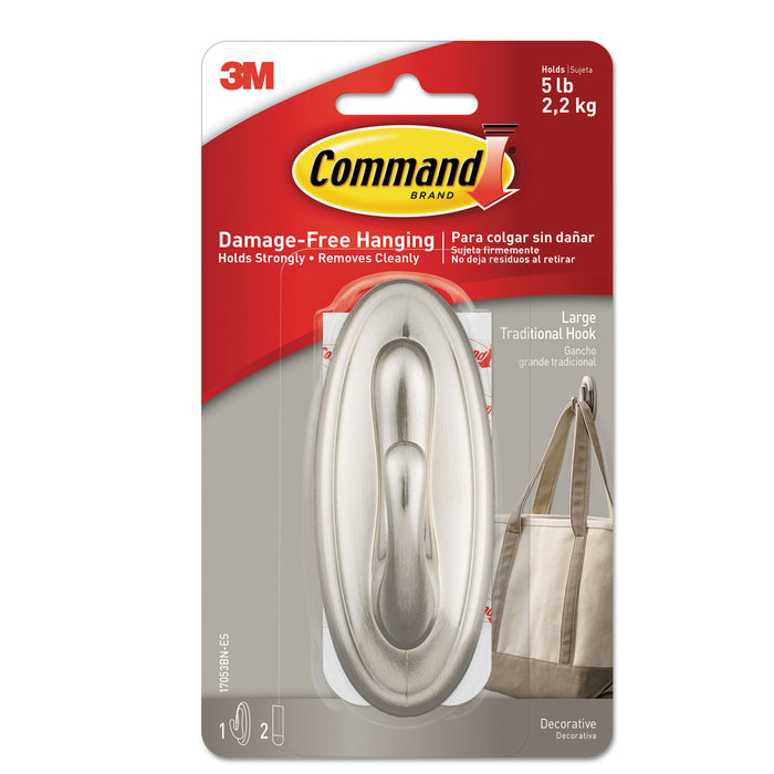 Decorative Hooks, Traditional, Large, 1 Hook and 2 Strips/Pack