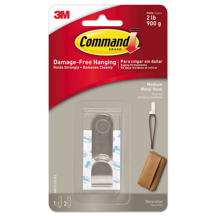 Decorative Hooks, Medium, 1 Hook and 2 Strips/Pack