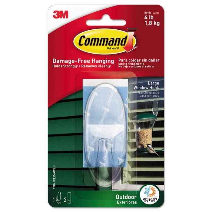 All Weather Hooks and Strips, Plastic, Large, 1 Hooks and 2 Strips/Pack