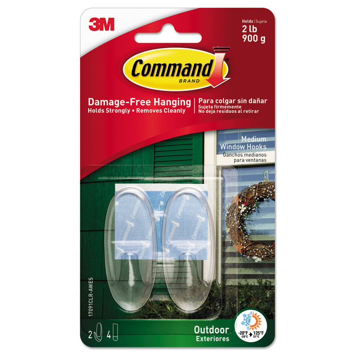 All Weather Hooks and Strips, Plastic, Medium, 2 Hooks and 4 Strips/Pack