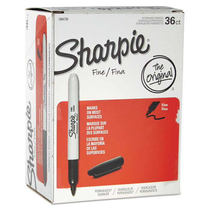 Fine Tip Permanent Marker, Black, 36/Pack