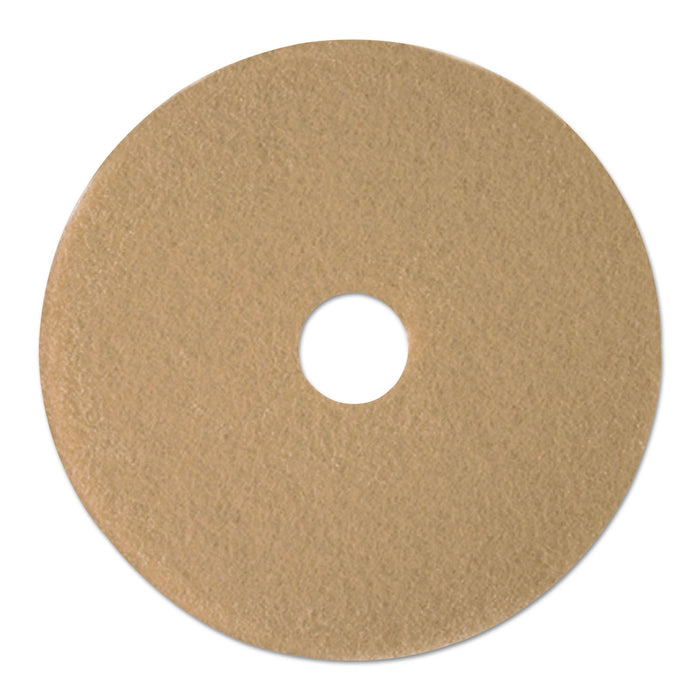 Tan Burnishing Floor Pads, 19" Diameter, 5/Carton