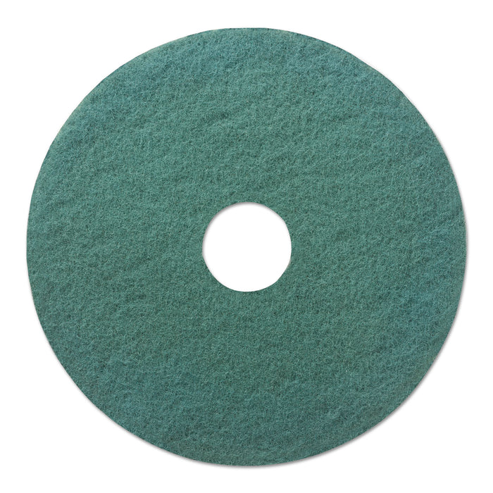 Heavy-Duty Scrubbing Floor Pads, 18" Diameter, Green, 5/Carton