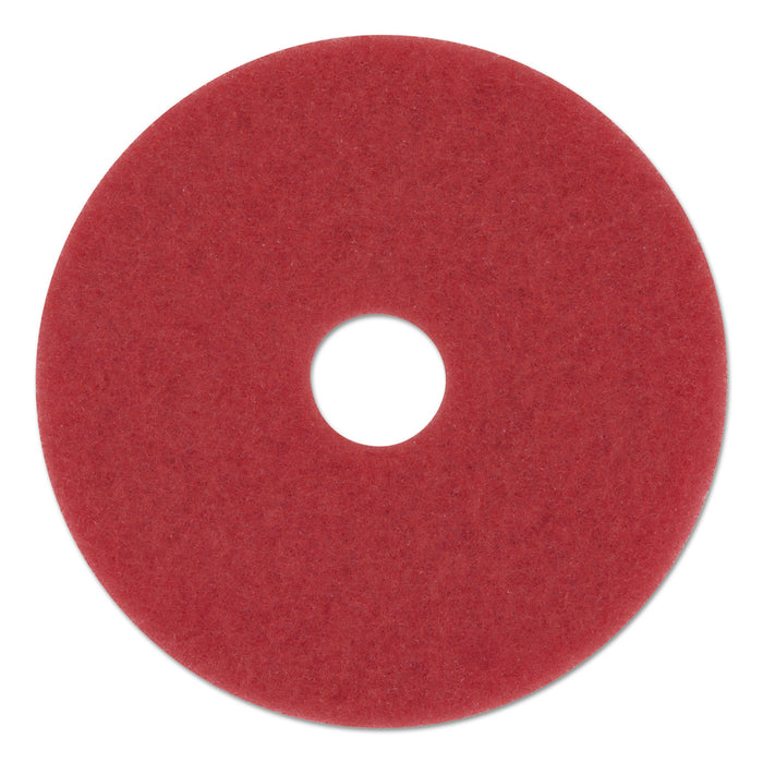 Buffing Floor Pads, 13" Diameter, Red, 5/Carton