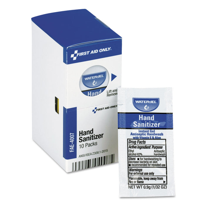Gel Hand Sanitizer Packets for SmartCompliance First Aid Kits, Clean, 0.9 g, 10/Box