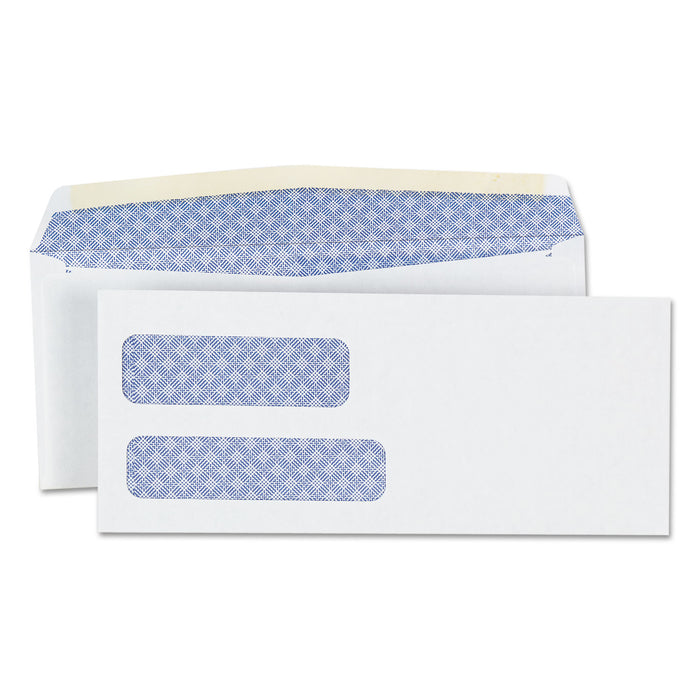 Double Window Business Envelope, #9,  Blade Flap, Gummed Closure, 3.88 x 8.88, White, 500/Box