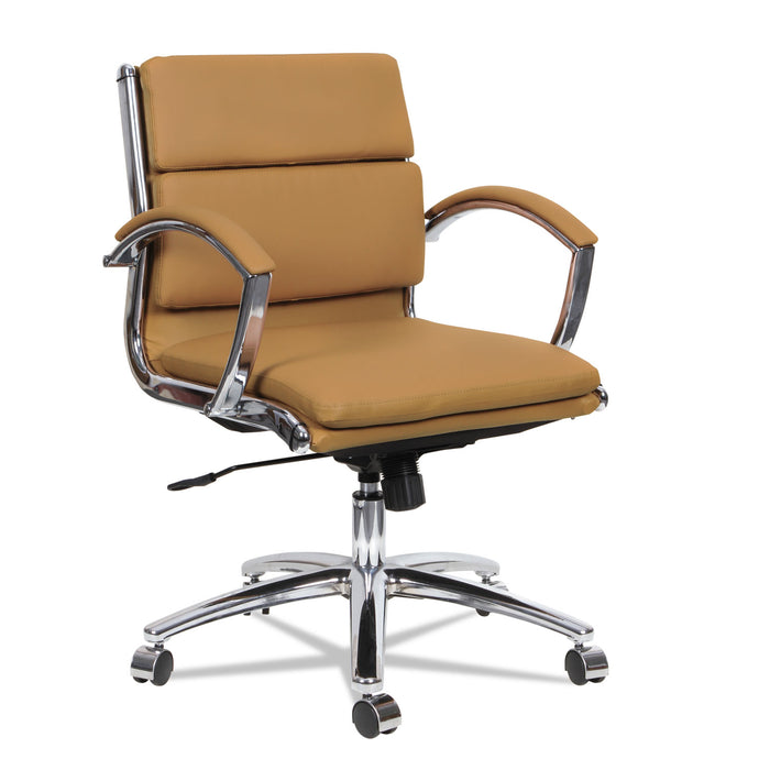 Alera Neratoli Low-Back Slim Profile Chair, Supports up to 275 lbs., Camel Seat/Camel Back, Chrome Base