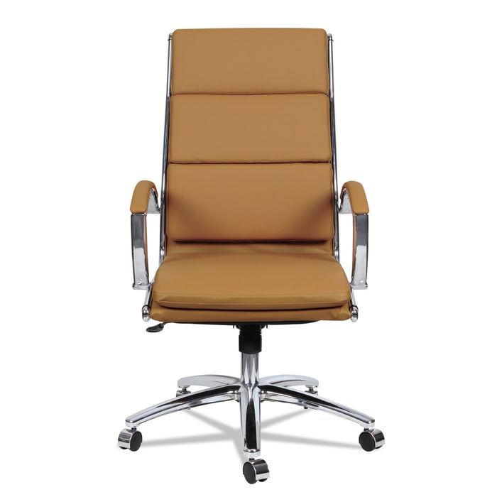 Alera Neratoli High-Back Slim Profile Chair, Supports up to 275 lbs, Camel Seat/Camel Back, Chrome Base