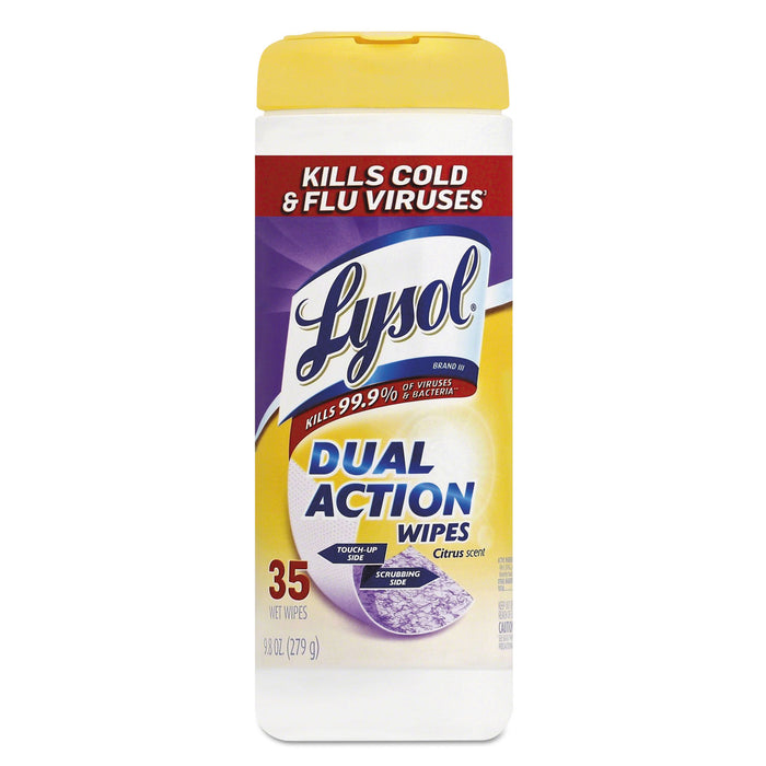 Disinfecting Wipes, Dual Action, Citrus, 7 x 8, 35/Canister
