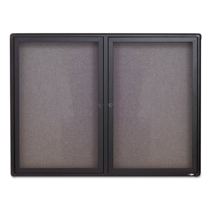 Enclosed Fabric-Cork Board, 48 x 36, Gray Surface, Graphite Aluminum Frame